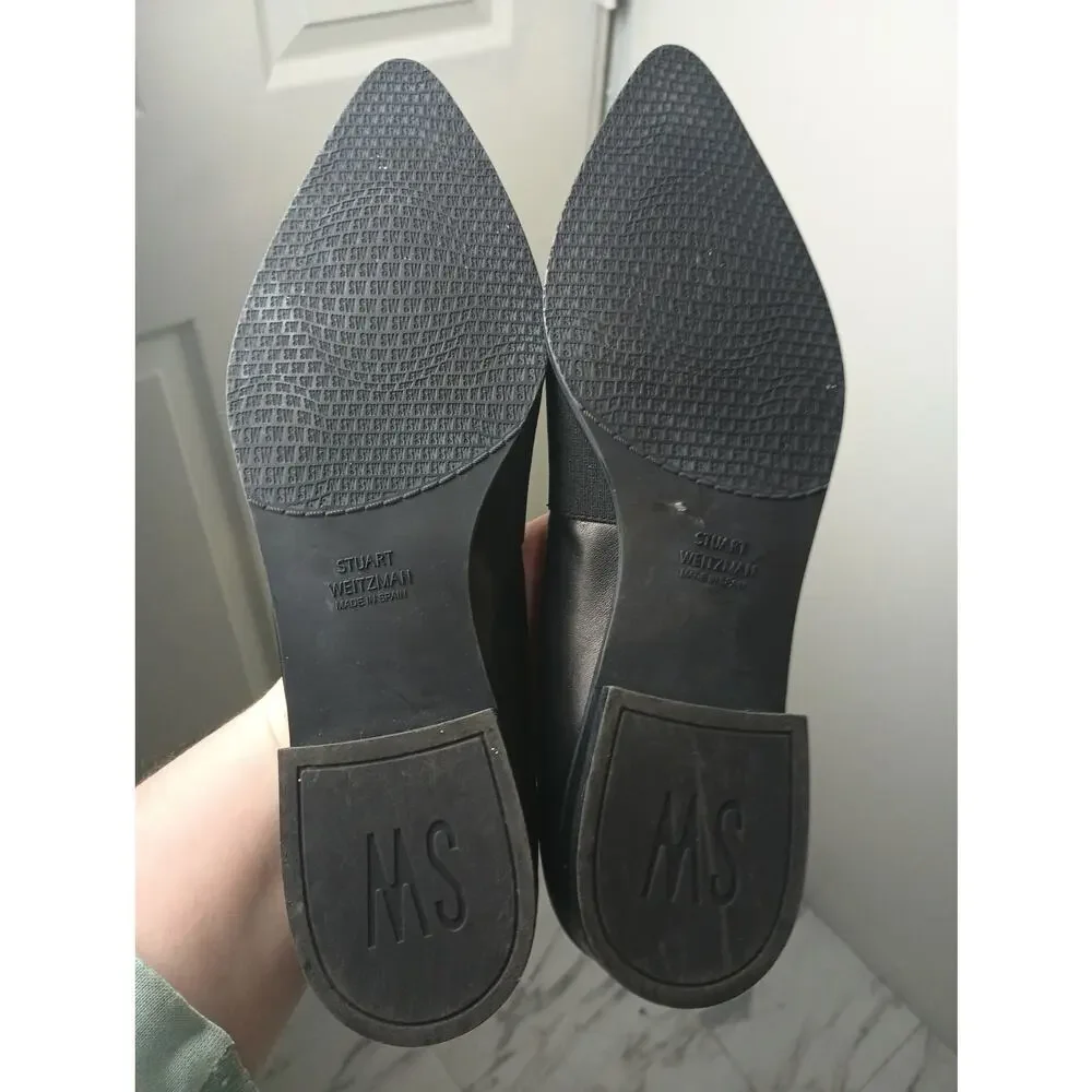 Stuart Weitzman Leather‎ Grosgrain Band Pointed Toe Loafers Flats 8.5 * Flawed